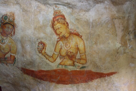 Sigiriya frescoes paintings, sigiriya paintings, sigiriya rock