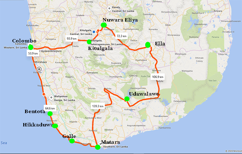 Sri Lanka 3 days travel route with a twist of adventure -Colombo, Kitulagla, Ella, Udawalawe, Galle